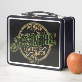 Personalisiertes Absinth-Kräutergeist-Liquor-Label Metall Brotdose