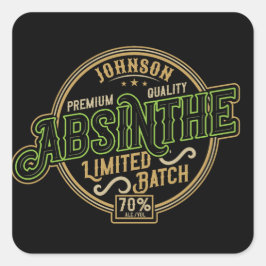 Personalisiertes Absinth-Kräutergeist-Liquor-Label Quadratischer Aufkleber
