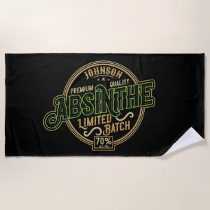 Personalisiertes Absinth-Kräutergeist-Liquor-Label Strandtuch