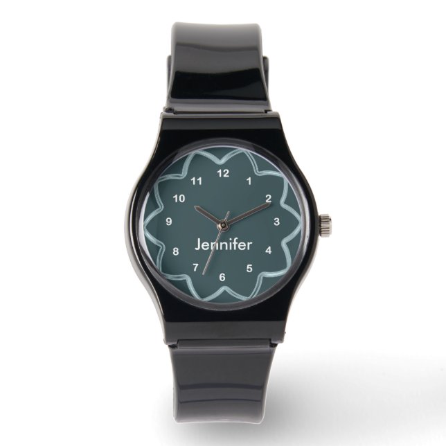 Personalisiertes Abstraktes Aquamarines Blue Desig Armbanduhr (Vorderseite)