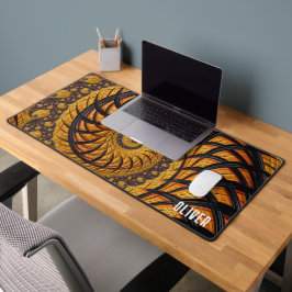 Personalisiertes Abstraktes Black Gold Spiral Frak Schreibtischunterlage
