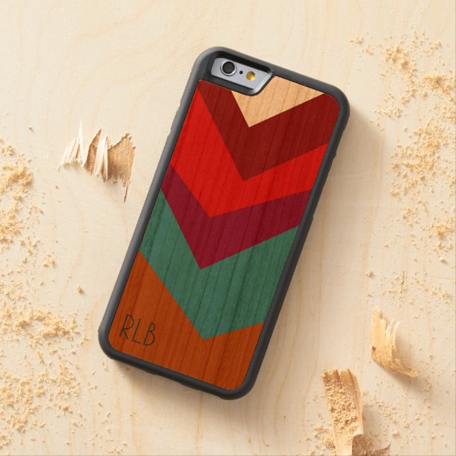 Personalisiertes abstraktes buntes geometrisches carved wood iPhone hülle (Beispiel)