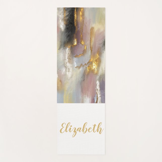 Personalisiertes Abstraktes Rosa Gold Yogamatte (Vorderseite)
