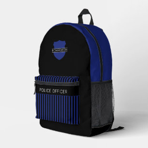 Personalisiertes Abzeichen der Polizei Blaue Strei Bedruckter Rucksack