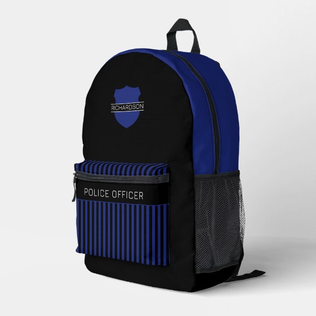 Personalisiertes Abzeichen der Polizei Blaue Strei Bedruckter Rucksack (Rückseitige Ecke Rechts)