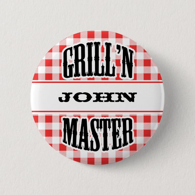 Personalisiertes Abzeichen-Tag des Grillmeisters Button (Vorderseite)