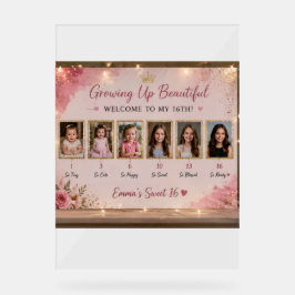 Personalisiertes Acryl Sweet 16 Willkommensschild Acrylschild