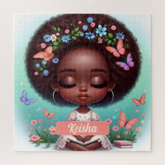 Personalisiertes Afrikanisches Mädchen mit Blumenb