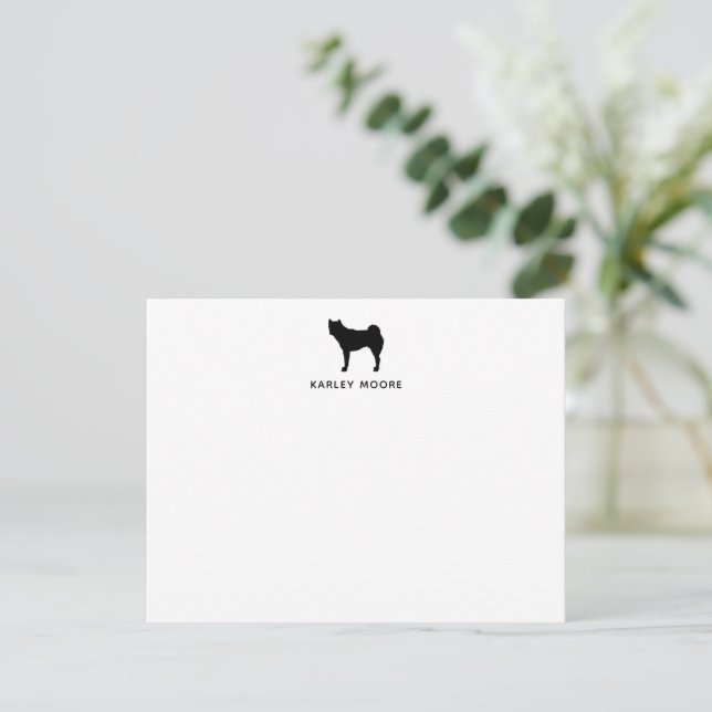 Personalisiertes Akita Dog Schwarz/Weiß Mitteilungskarte (Stehend Vorderseite)