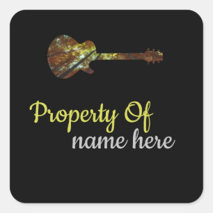 Personalisiertes Akustikgitarren-Logo  Quadratischer Aufkleber