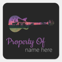 Personalisiertes akustisches Gitarrenlogo Quadratischer Aufkleber