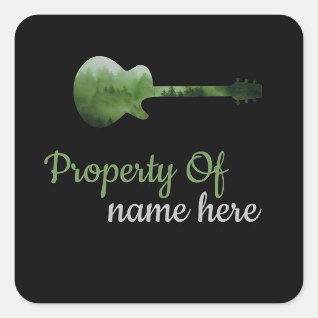 Personalisiertes akustisches Gitarrenlogo Quadratischer Aufkleber (Vorderseite)
