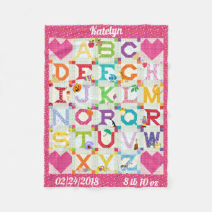 Personalisiertes Alphabet-Deckchen-Design für Baby Fleecedecke