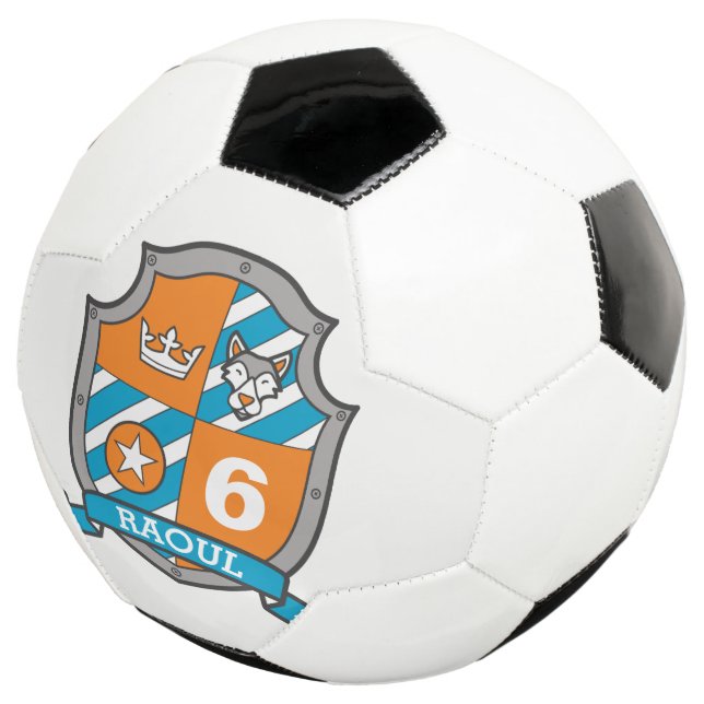 Personalisiertes Alter Fußballwolf-Schild Fußball (Dreiviertel)
