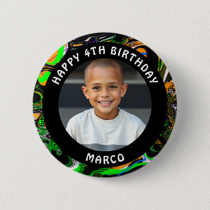 Personalisiertes Alter, Name und Foto Geburtstag Button