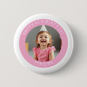 Personalisiertes Alter, Name und Foto Geburtstag Button