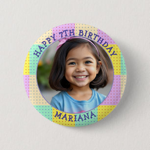 Personalisiertes Alter, Name und Foto Geburtstag Button