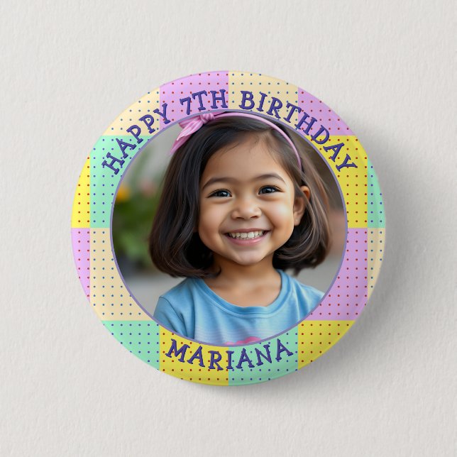 Personalisiertes Alter, Name und Foto Geburtstag Button (Vorderseite)