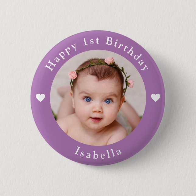 Personalisiertes Alter, Name und Foto Geburtswehen Button (Vorderseite)
