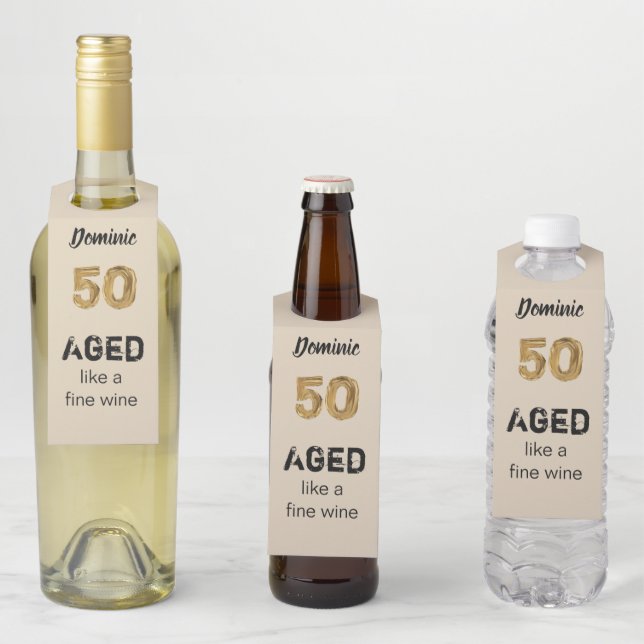Personalisiertes Alter wie ein guter Wein 50. Gebu Flaschenanhänger (Beispiel)