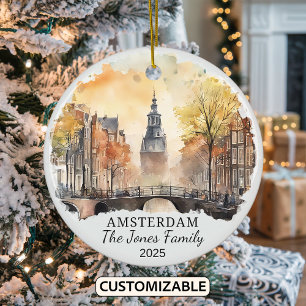 Personalisiertes Amsterdam-Ornament, Niederlande-G Keramik Ornament