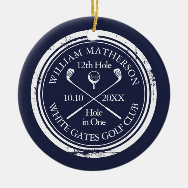 Personalisiertes Andenken an ein Golf-As in Navybl Keramik Ornament (Vorne)