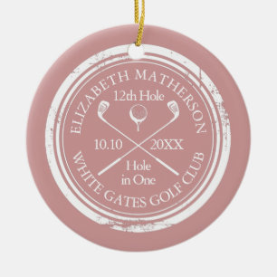 Personalisiertes Andenken an ein Golf-As in Rosa Keramik Ornament