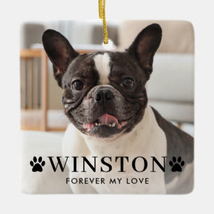 Personalisiertes Andenkenfoto für verstorbene Hund Keramikornament