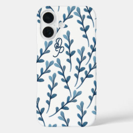 Personalisiertes anfängliches blaues Leaf-Wasserfa iPhone 16 Hülle