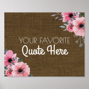 Personalisiertes Angebot   Floral Rustic Burlap Si Poster