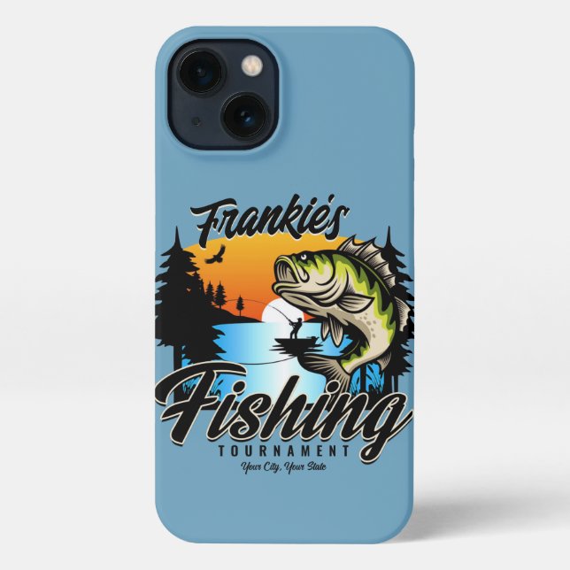 Personalisiertes Angelturnier Fischfeindlichkeit iPhone Hülle (Rückseite)