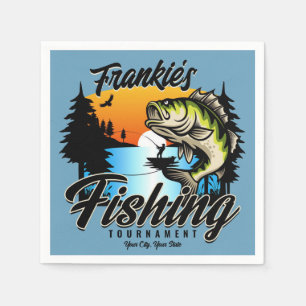 Personalisiertes Angelturnier Fischfeindlichkeit Serviette