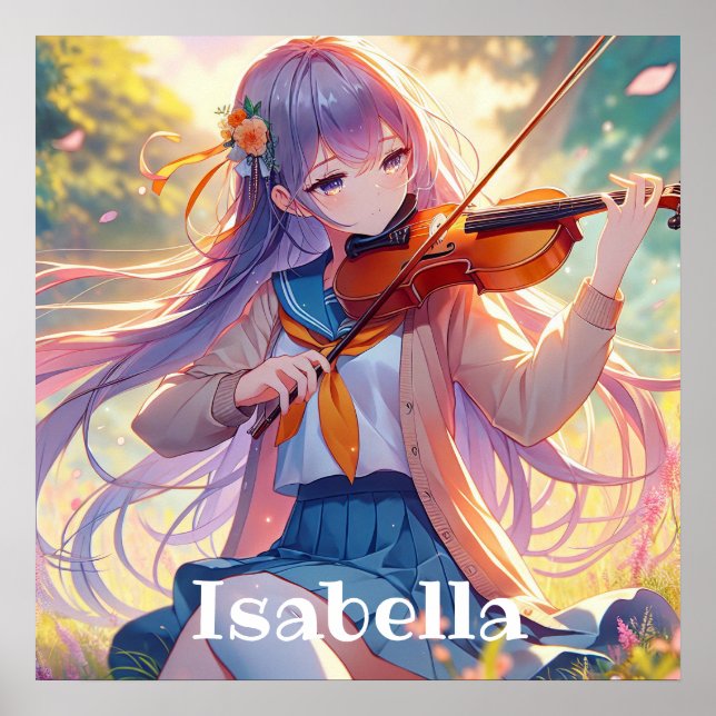 Personalisiertes Anime Girl Violinspiel Poster (Vorne)