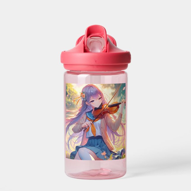 Personalisiertes Anime Girl Violinspiel Trinkflasche (Vorne)
