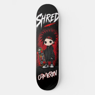 Personalisiertes Anime Japanisch Emo Rot und Schwa Skateboard