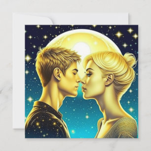 Personalisiertes Anime-Paar Mond Valentinstag Karte