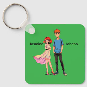 Personalisiertes Anime-Paar-Quadrat-Schlüsselanhän Schlüsselanhänger