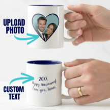 Personalisiertes Anniversary Custom Foto Heart Blu