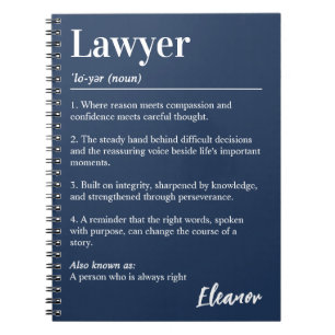 Personalisiertes Anwalt-Wörterbuch-Definition Navy Notizblock