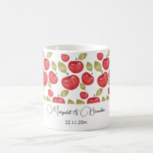 Personalisiertes Apfelmuster Aquarell Handgemalt Kaffeetasse