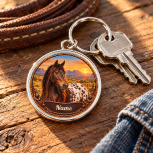 Personalisiertes Appaloosa-Pferd Wüsten-Sonnenunte Schlüsselanhänger