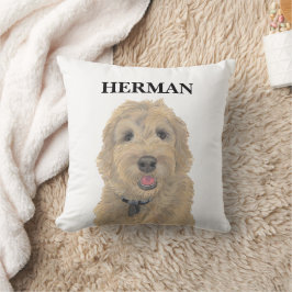 Personalisiertes Apricot Golden Doodle reversible Kissen