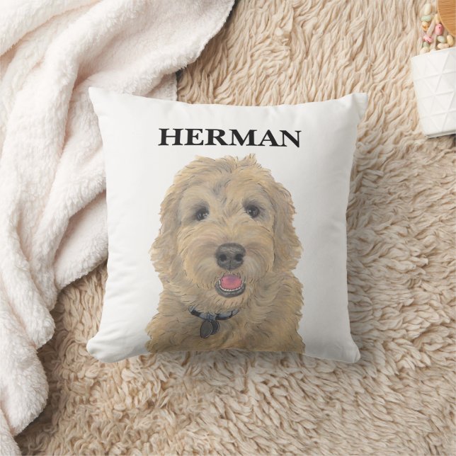 Personalisiertes Apricot Golden Doodle reversible Kissen (Decke)