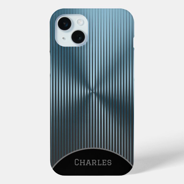 Personalisiertes Aqua Blue Metallic und Black Case-Mate iPhone Hülle (Rückseite)