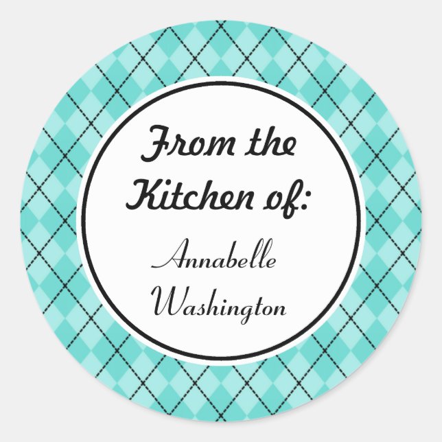 Personalisiertes Aqua Kitchen Backgeschenk Aufkleb Runder Aufkleber (Vorderseite)