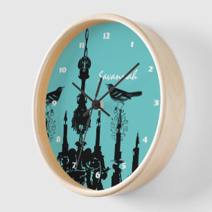 Personalisiertes Aqua LOVE Bird Kronleuchter jeder Uhr