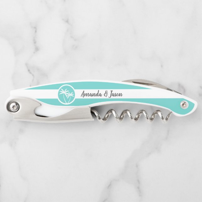 Personalisiertes Aqua-Palm-Logo und Streifen Kellnermesser (Vorderseite)