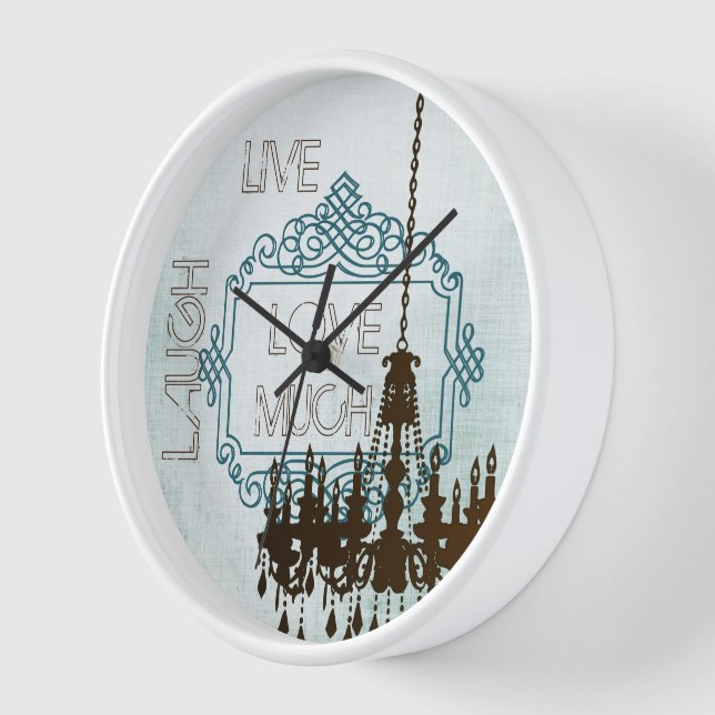 Personalisiertes Aqua und braune Kronleuchter Wanduhr (Winkel)