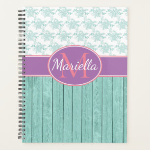 Personalisiertes Aqua und Lavender Planer