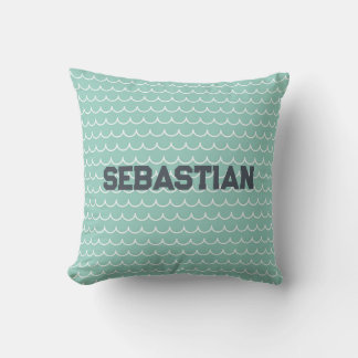 Personalisiertes Aqua & White Ocean Wave Kissen